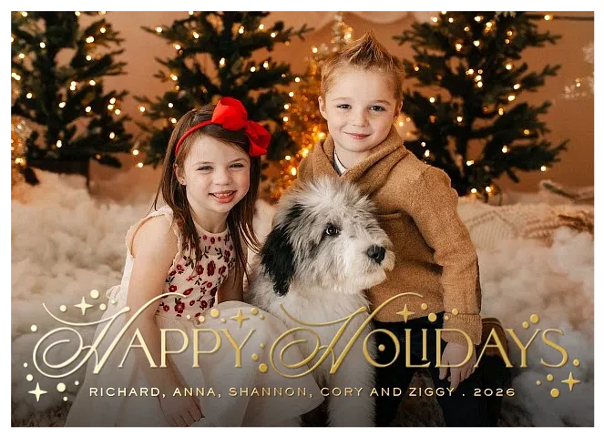 Golden Spark Personalized Holiday Cards