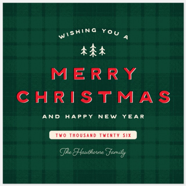Plaid Trees Holiday Photo Cards