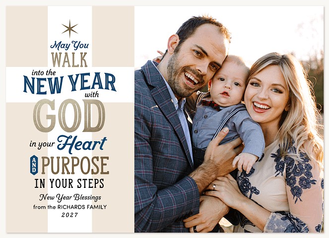 New Year Blessings Personalized Holiday Cards
