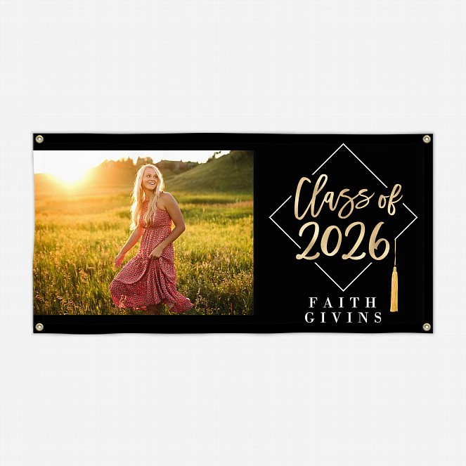 Contemporary Cap Graduation Banner  Graduation Banners