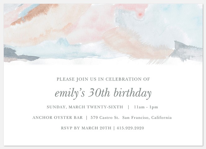 Painted Quartz Adult Birthday Invitations