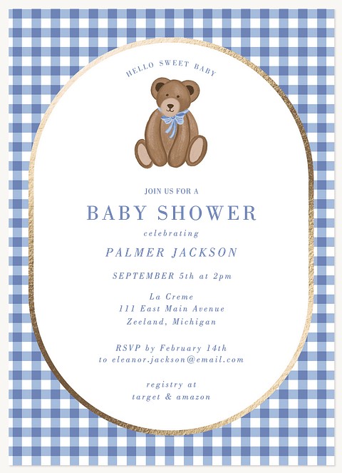 Gingham Sweetness Baby Shower Invites