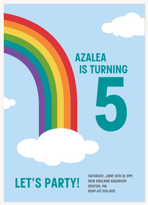 Rainbow Bash Kids Birthday Invitations