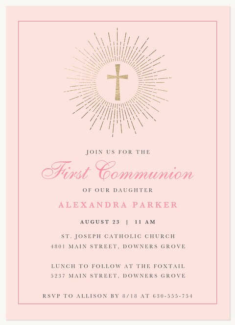 Gilded Radiance First Communion Invitations