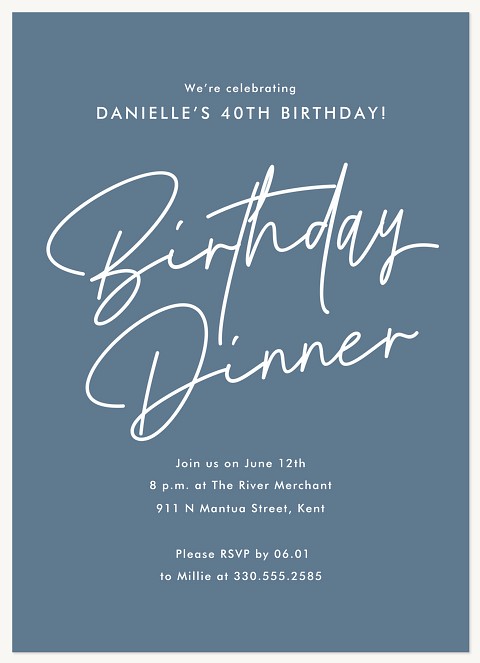 Dine & Celebrate Adult Birthday Party Invitations