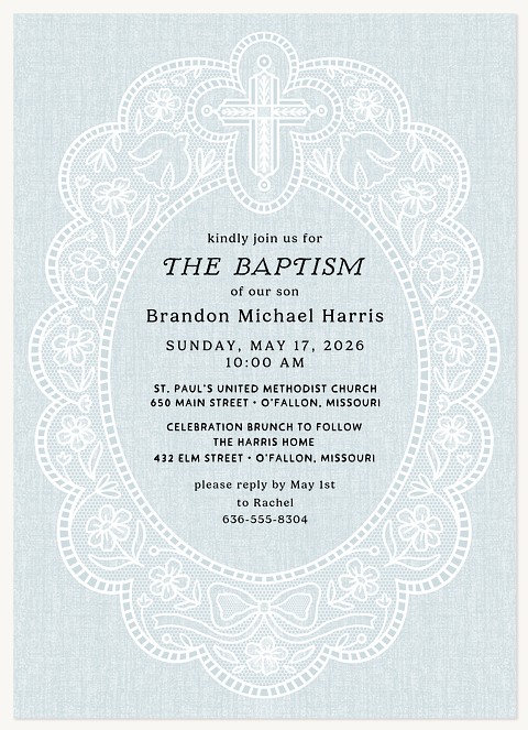 Linen and Lace Baptisms & Christening Invitations