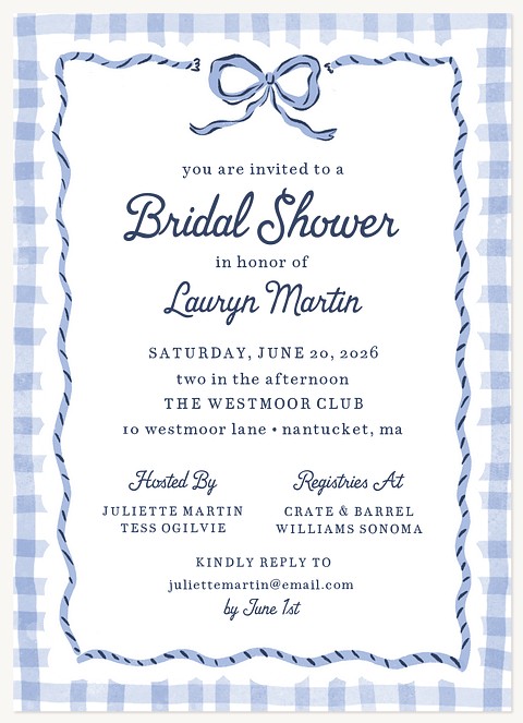 Nautical Bow Baby Shower Invites