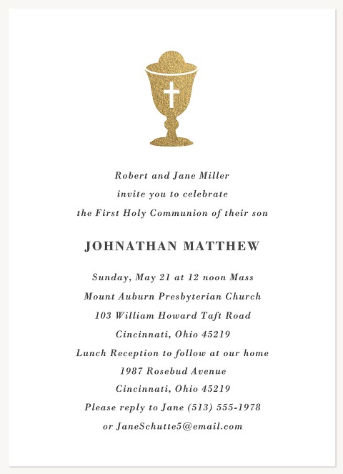  Blessed Chalice First Communion Invitations