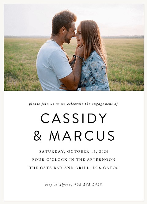 Minimal Type Engagement Party Invitations