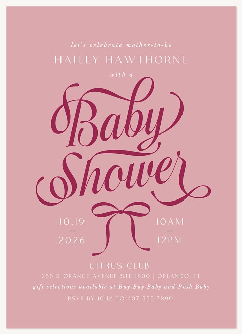 Ribbon Tied Baby Shower Invites