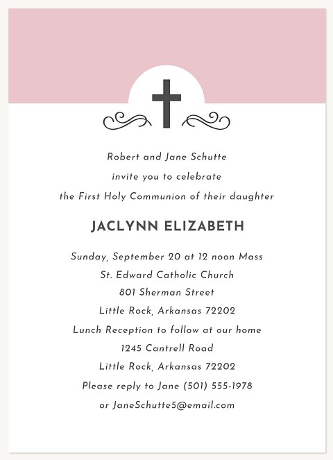 Cross & Swirls First Communion Invitations