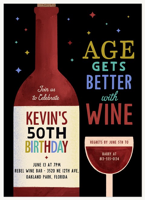 Better With Wine Adult Birthday Party Invitations