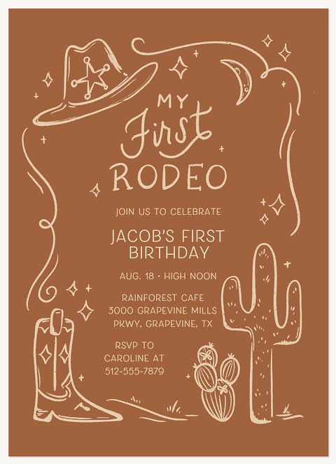 First Rodeo Kids Birthday Invitations