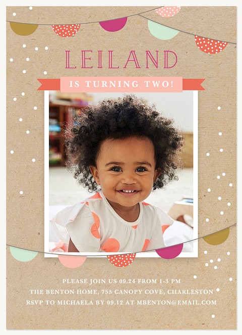 Craft Banners Girl Birthday Party Invitations