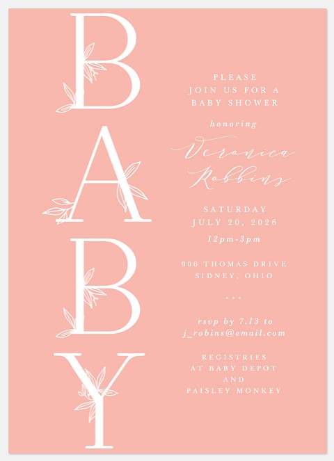 Stacked Serif Baby Shower Invitations