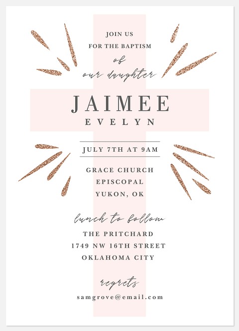 Luminous Cross Baptism Christening Invitations