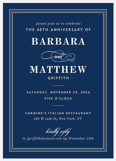 Simply Classic Anniversary Invitations