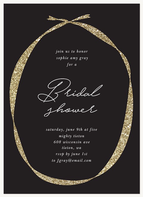 Glittered Ribbon Bridal Shower Invitations