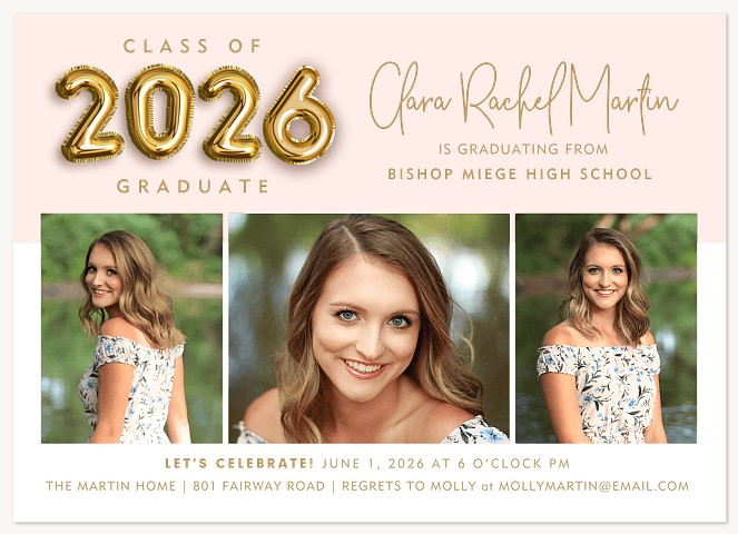 Golden Balloons Graduation Announcements