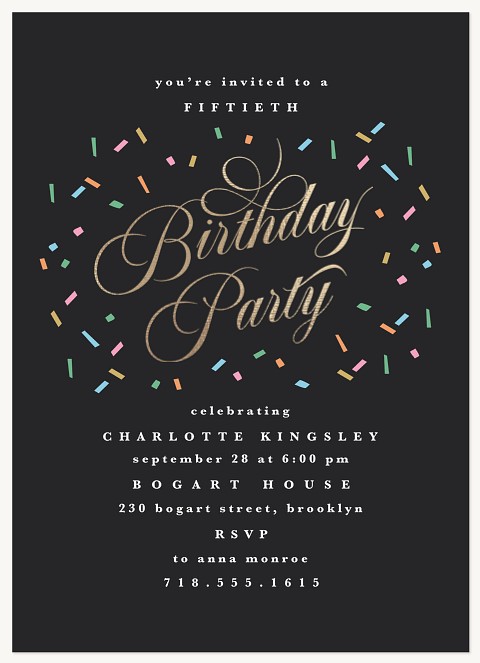 Confetti Toss Adult Birthday Party Invitations