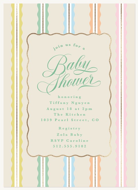 Scalloped Stripes Baby Shower Invites