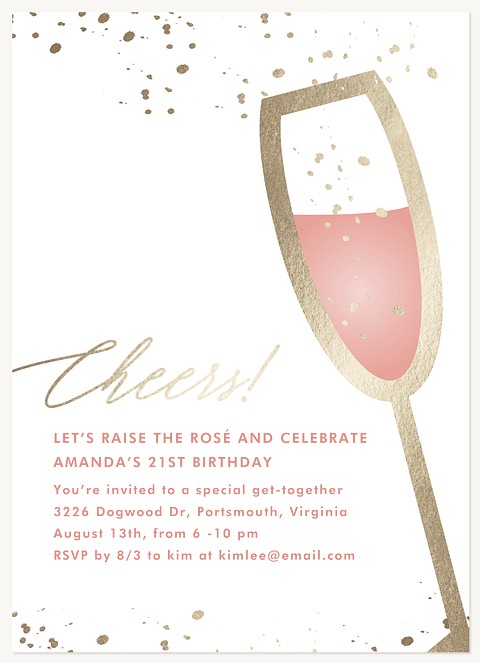 Bubbling Cheers Adult Birthday Party Invitations