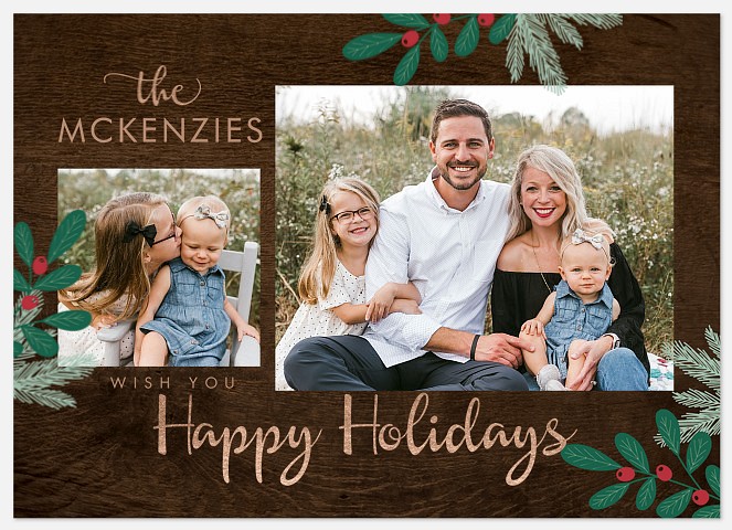 Modern Woodland Holiday Photo Cards