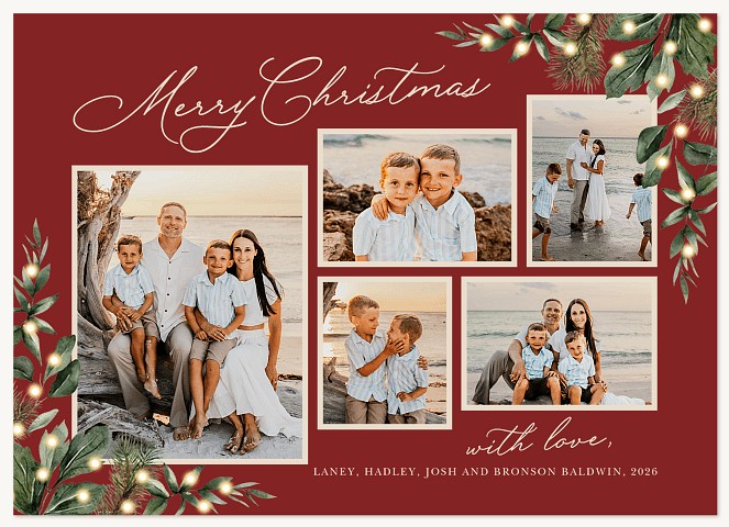 Luminous Evergreen Personalized Holiday Cards
