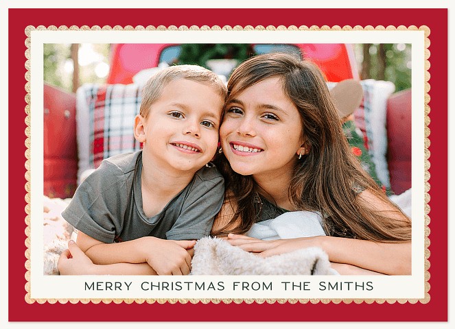 Scalloped Joy Personalized Holiday Cards