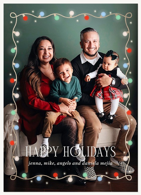 Colored Lights Personalized Holiday Cards
