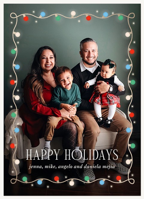 Colored Lights Personalized Holiday Cards