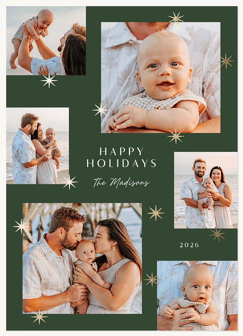 Glitzy Stars Personalized Holiday Cards