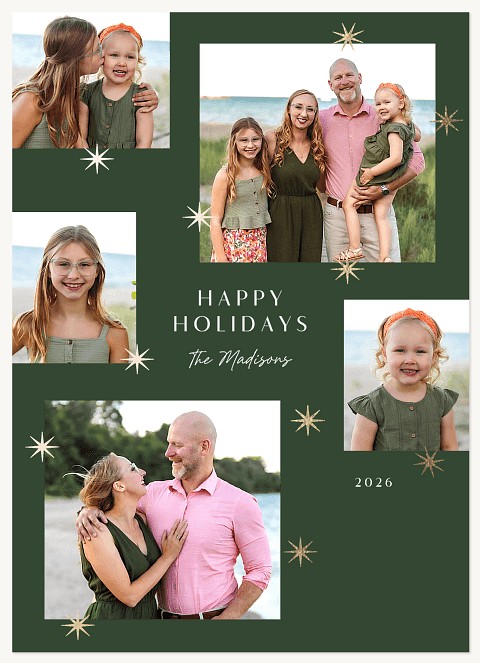Glitzy Stars Personalized Holiday Cards