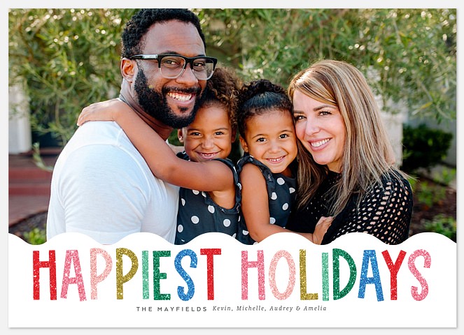 Rainbow Glitter Holiday Photo Cards