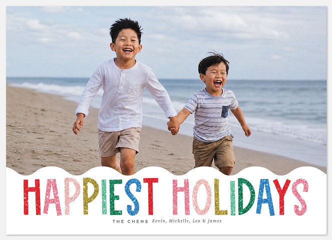 Rainbow Glitter Holiday Photo Cards
