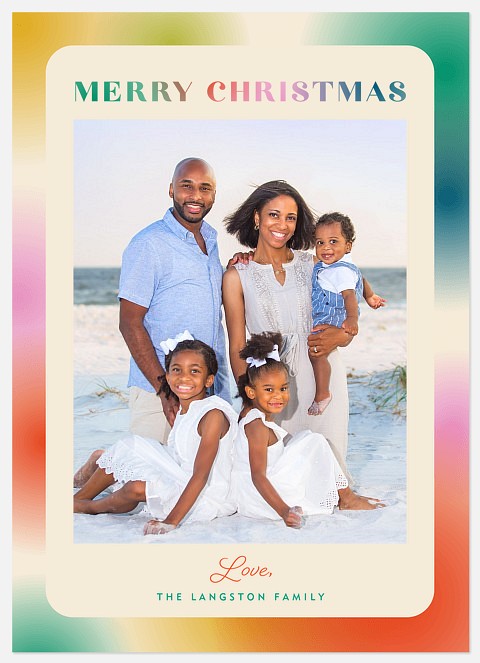 Rainbow Ombre Holiday Photo Cards