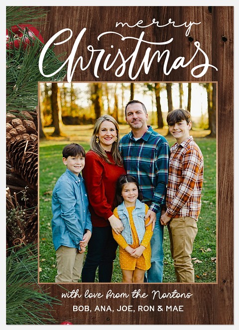 Rustic Sidebar Holiday Photo Cards
