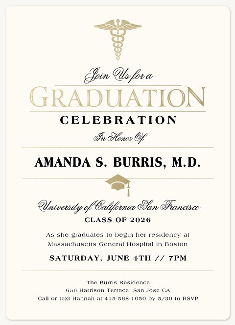 Classic Doctorate Graduation Invitations