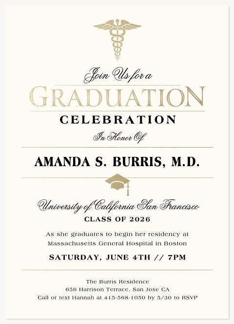 Classic Doctorate Graduation Invitations