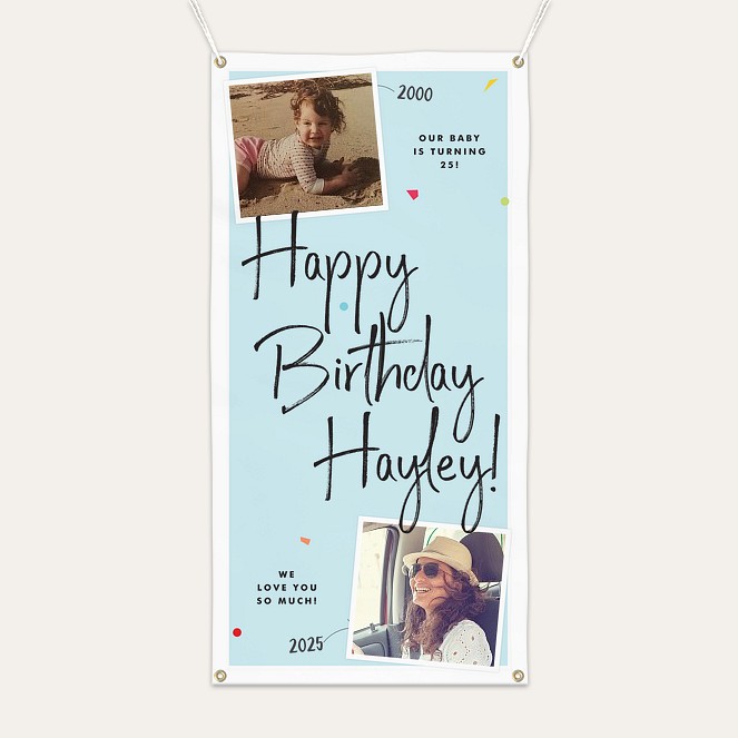Then & Now Birthday Banner Custom Banners