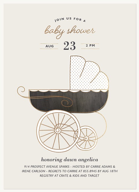 Vintage Pram Baby Shower Invites