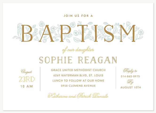Floral Letters Baptisms & Christening Invitations