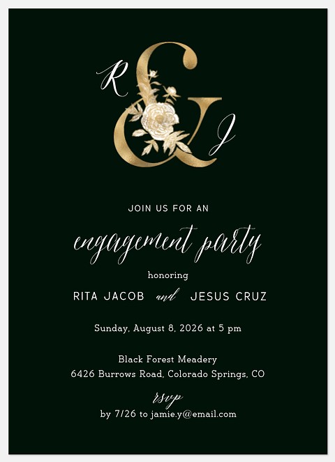 Golden Ampersand Engagement Party Invitations