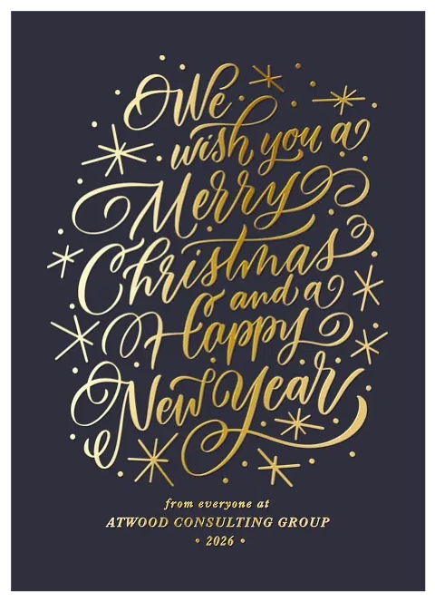 Classic Calligraphy Business Holiday Cards