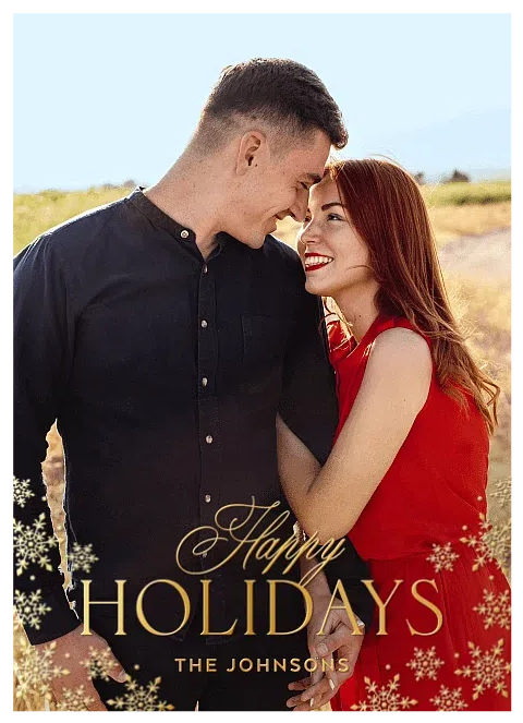 Simple Snowflakes Personalized Holiday Cards