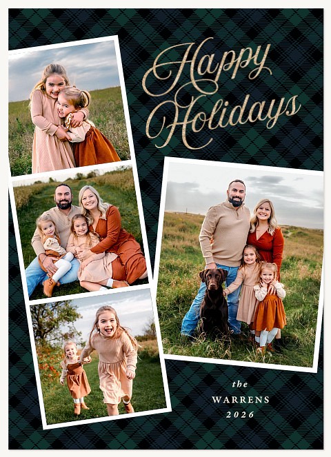 Preppy Plaid Snapshots Personalized Holiday Cards