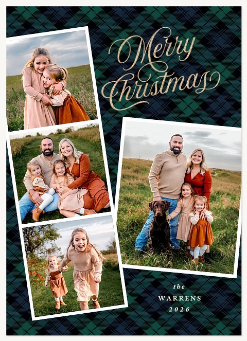 Preppy Plaid Snapshots Personalized Holiday Cards