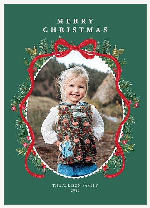 Sweet Red Bow Personalized Holiday Cards