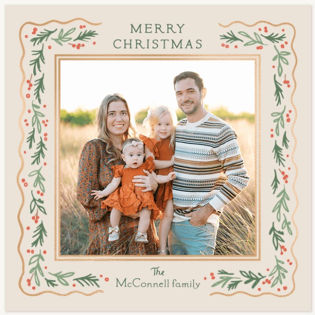 Filigree Frame Personalized Holiday Cards