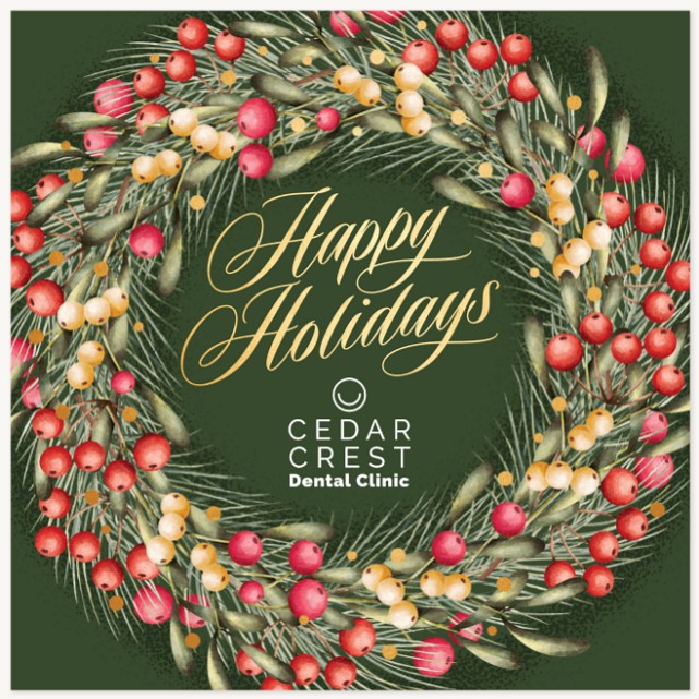 Berry Festive Wreath Business Holiday Cards